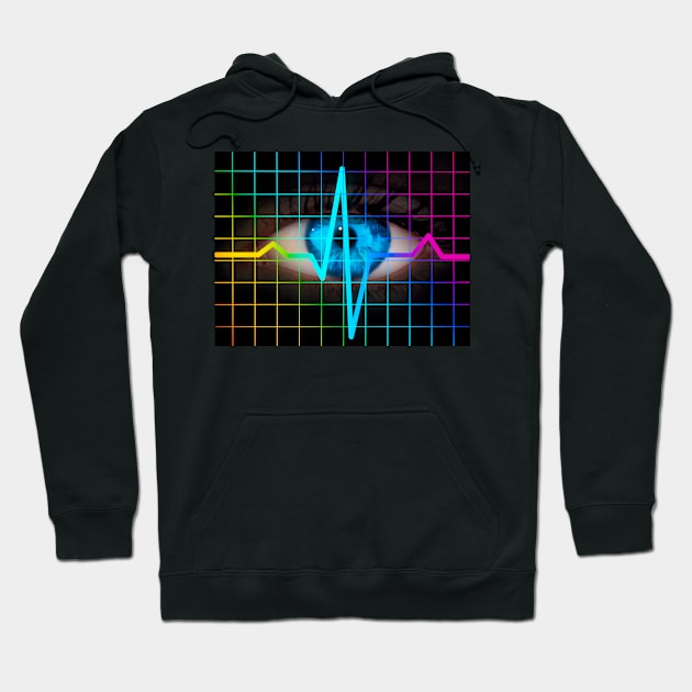 Computer artwork of heartbeat ECG and human eye (P420/0321) Hoodie by SciencePhoto